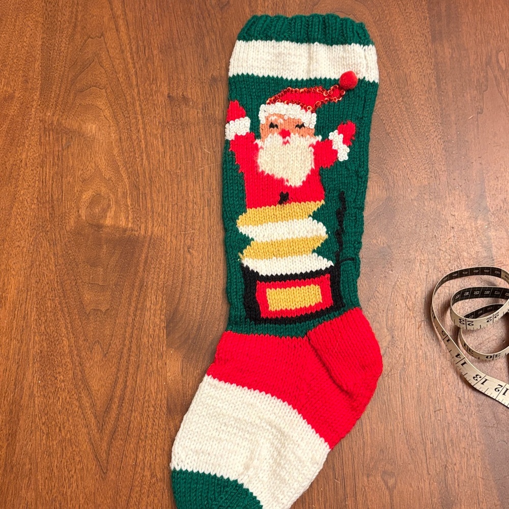VINTAGE Festive Santa Christmas Stocking